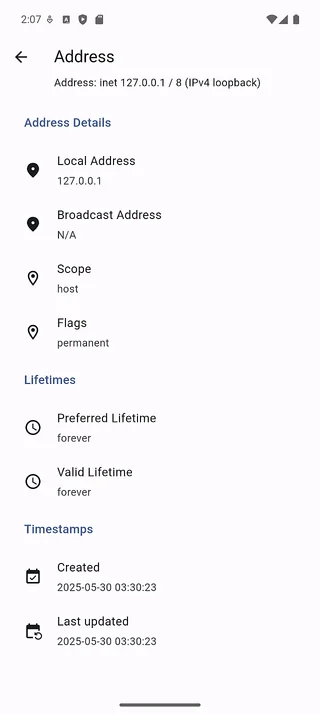 Interface address