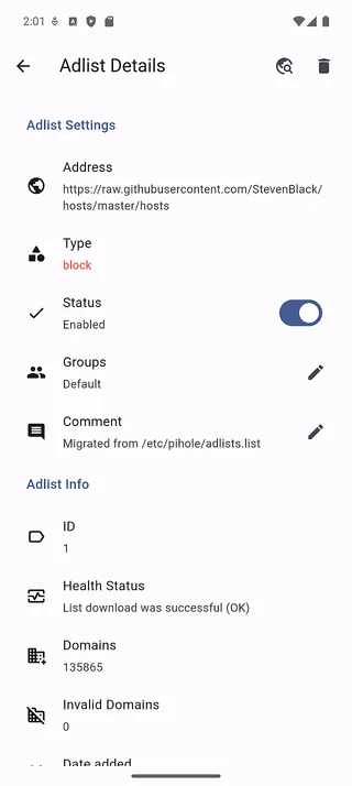 Adlist detail