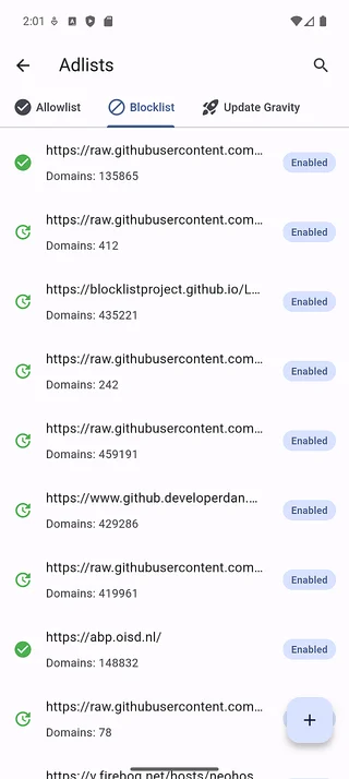 Adlists screen