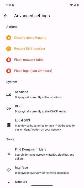Advanced server settings