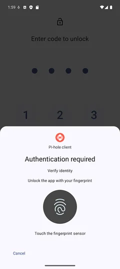 App unlock with fingerprint