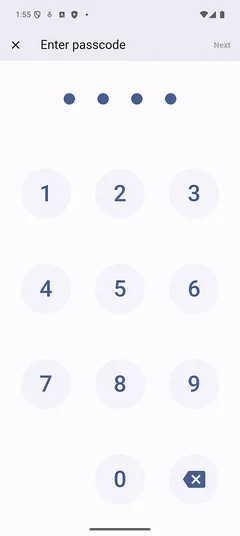 App unlock with passcode
