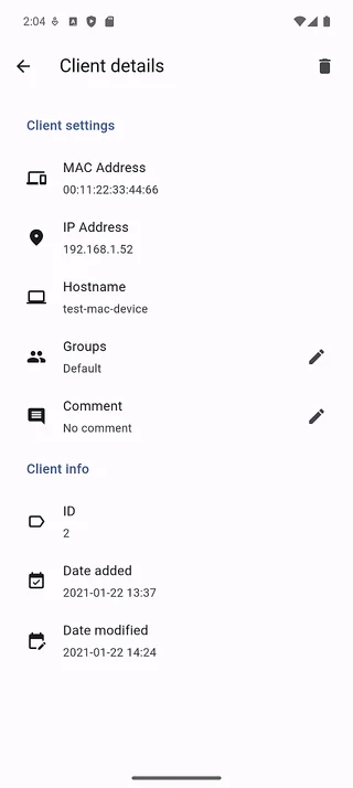 Client detail