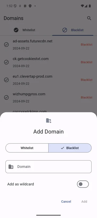 Add domain dialog
