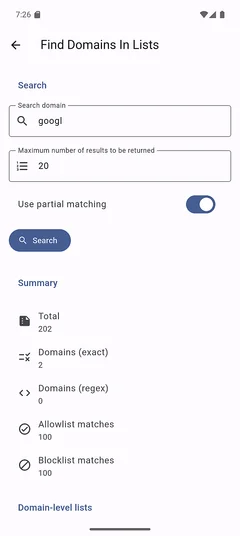 Find domains in lists top