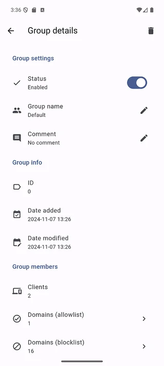 Group details