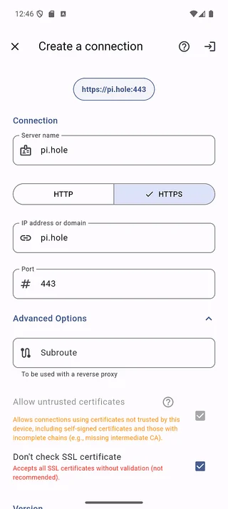 Ignore certificate errors setting