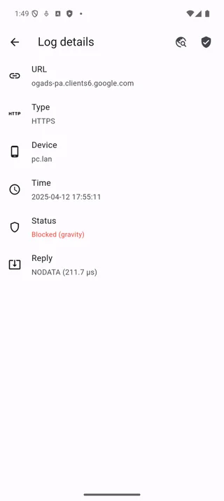 Log detail deny action