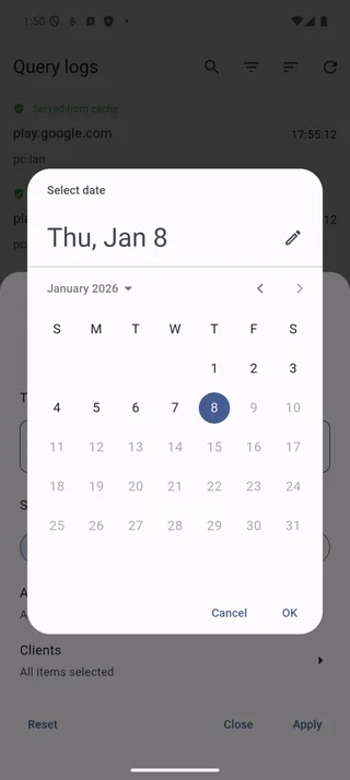 Logs filter date range