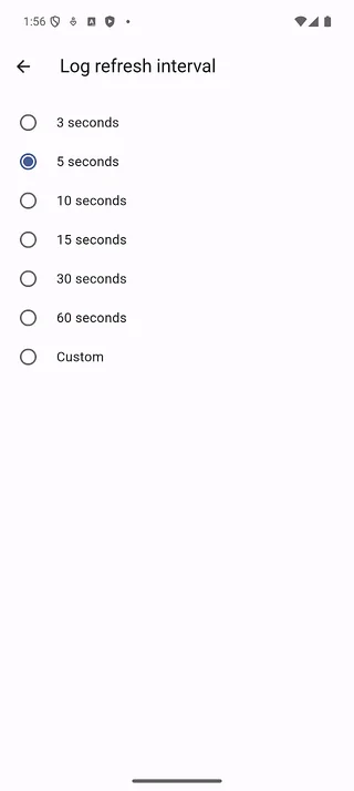 Logs refresh interval