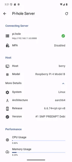 Server info expanded top