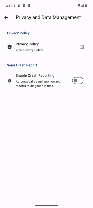 Privacy settings screen
