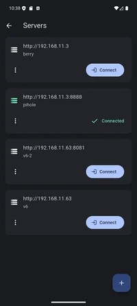 Servers list in App Settings