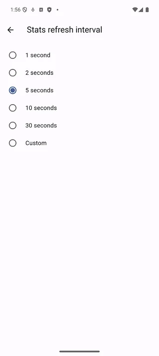 Statistics refresh interval