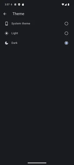 Theme settings dark